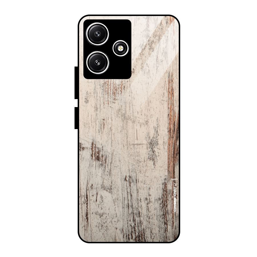 Rugged Wooden Texture Glass Back Case for Poco M6 Pro