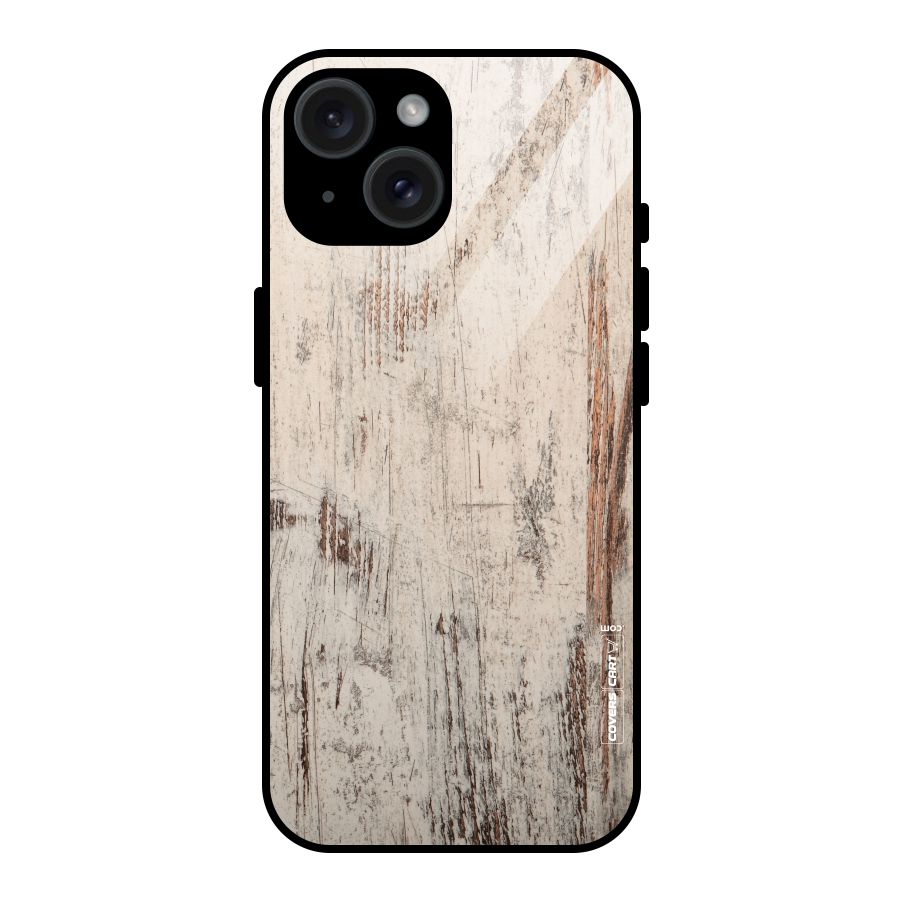 Rugged Wooden Texture Glass Back Case for iPhone 15