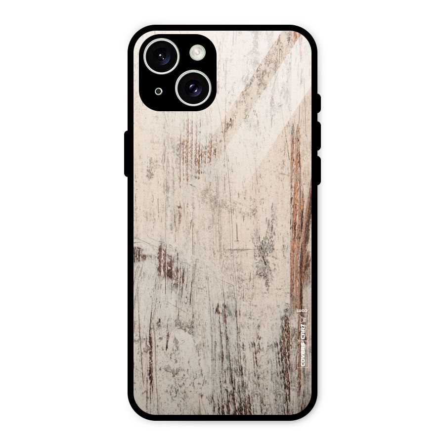 Rugged Wooden Texture Glass Back Case for iPhone 15 Plus