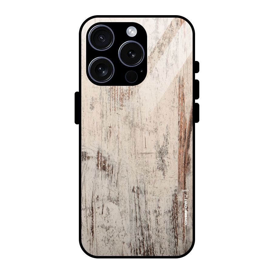 Rugged Wooden Texture Glass Back Case for iPhone 15 Pro