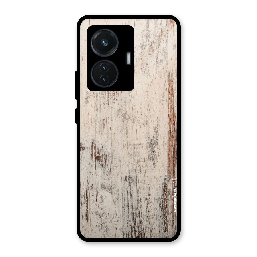Rugged Wooden Texture Glass Back Case for iQOO Z6 44W