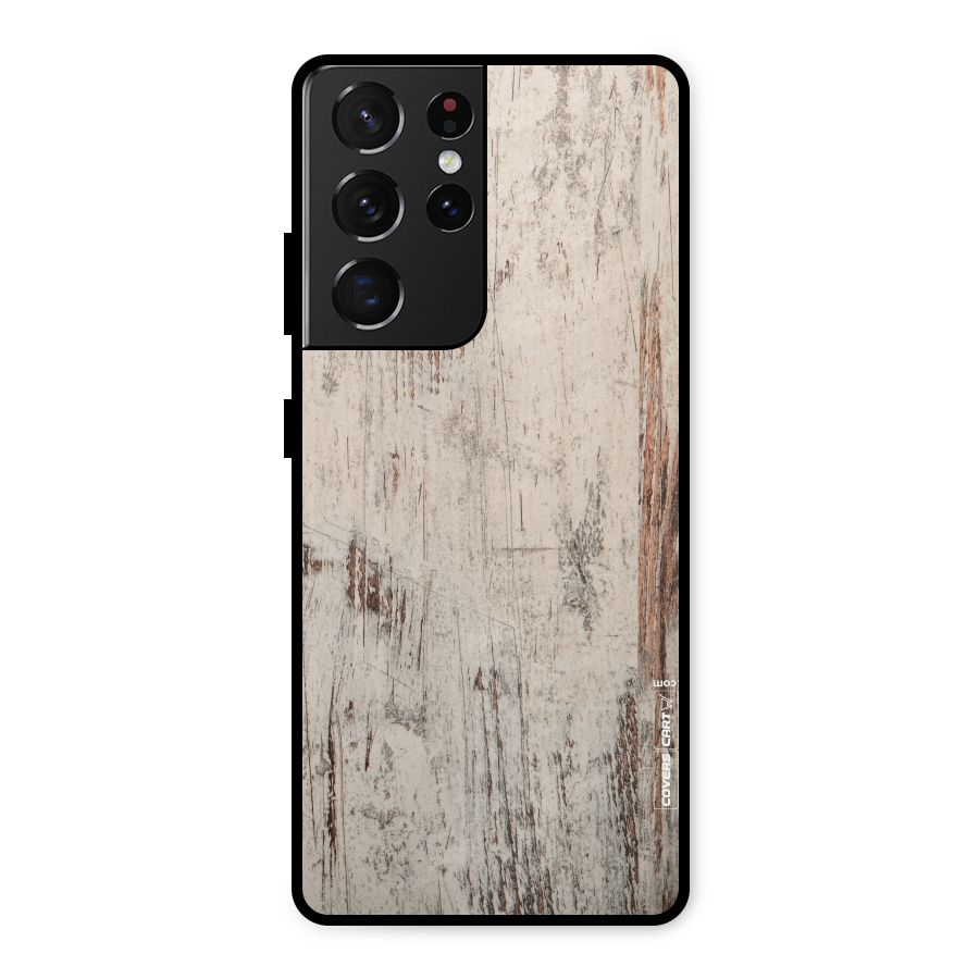Rugged Wooden Texture Metal Back Case for Galaxy S21 Ultra 5G