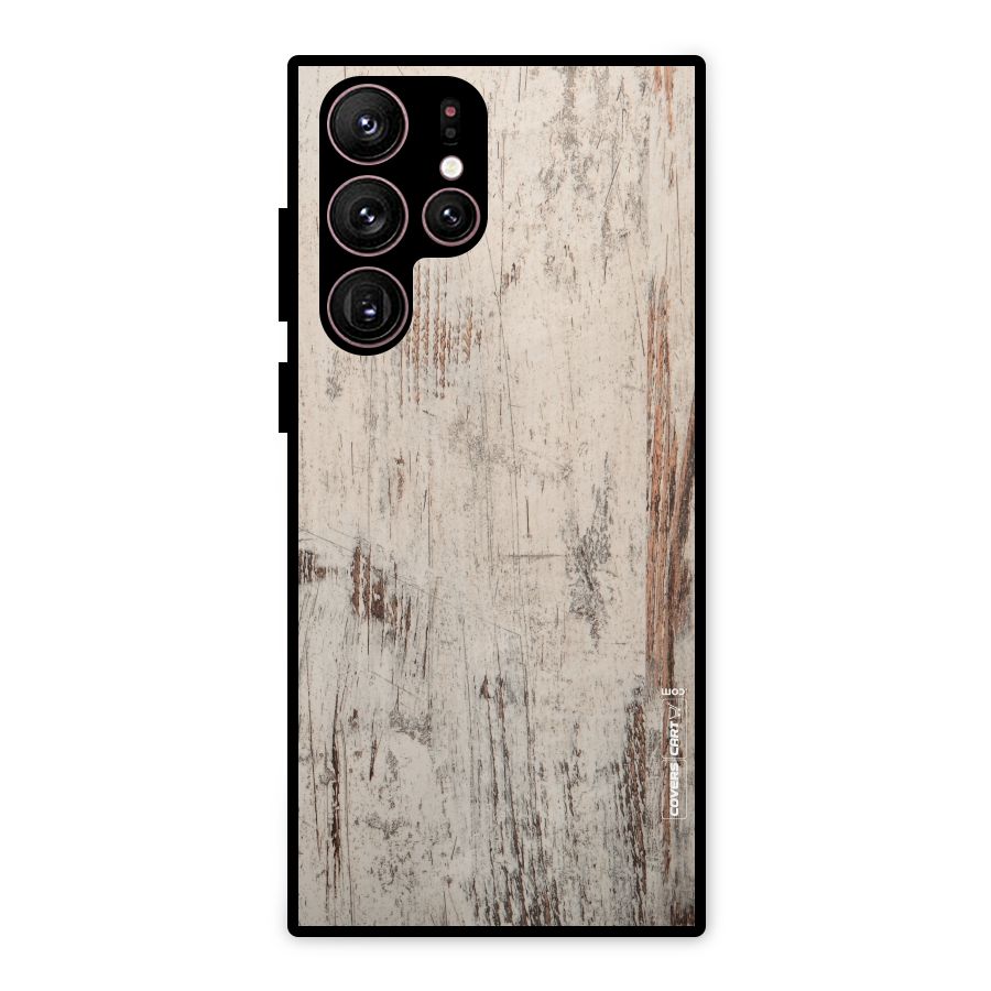 Rugged Wooden Texture Metal Back Case for Galaxy S22 Ultra 5G