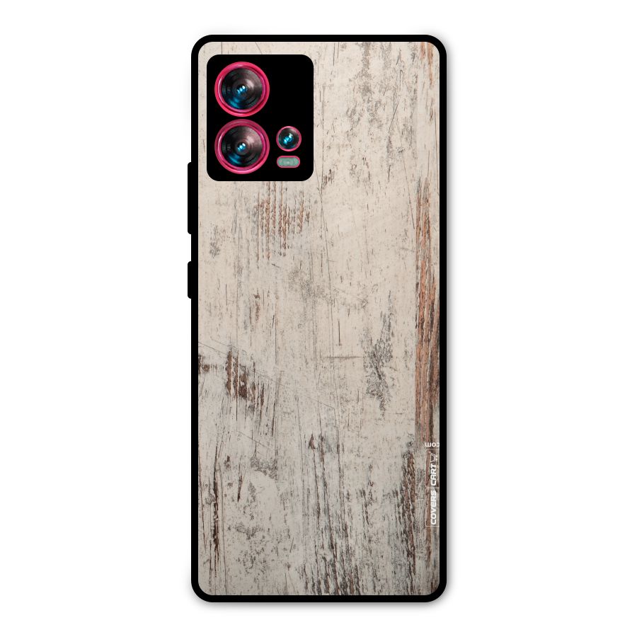 Rugged Wooden Texture Metal Back Case for Motorola Edge 30 Fusion