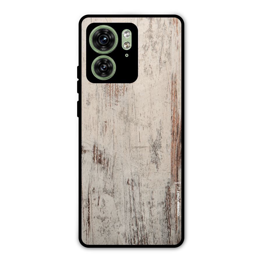 Rugged Wooden Texture Metal Back Case for Motorola Edge 40 5G