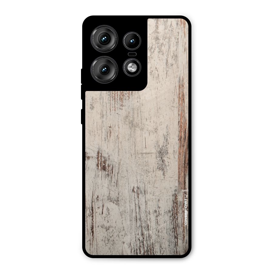 Rugged Wooden Texture Metal Back Case for Motorola Edge 50 Pro