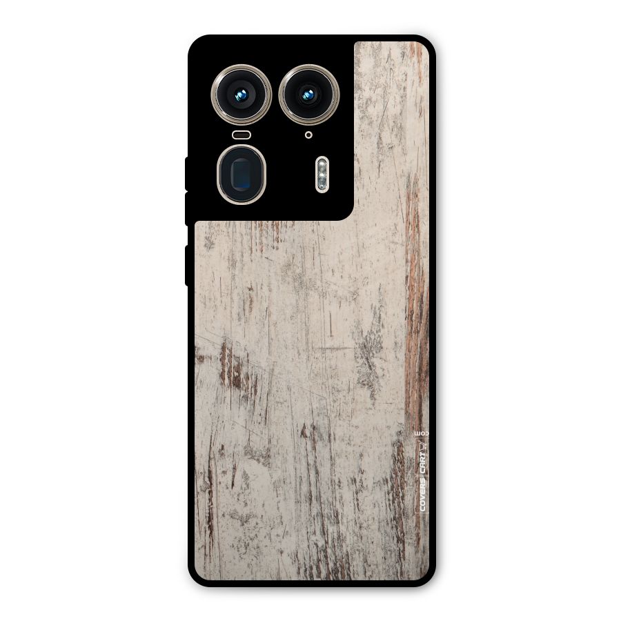 Rugged Wooden Texture Metal Back Case for Motorola Edge 50 Ultra