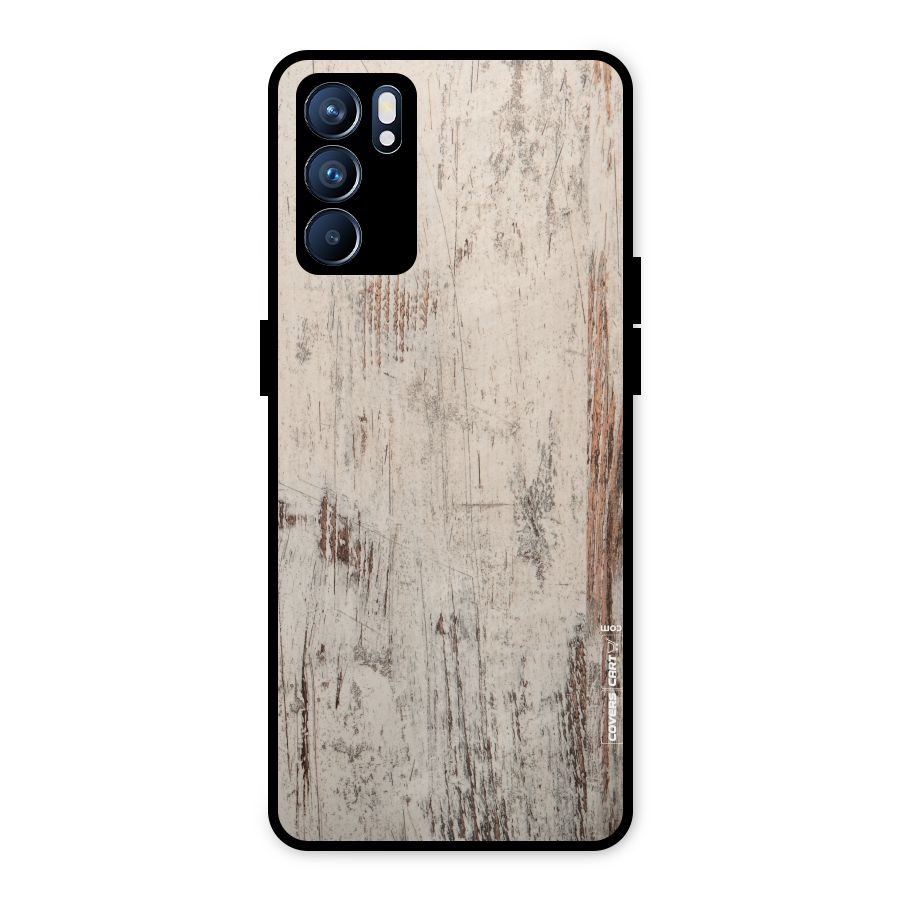 Rugged Wooden Texture Metal Back Case for Oppo Reno6 5G