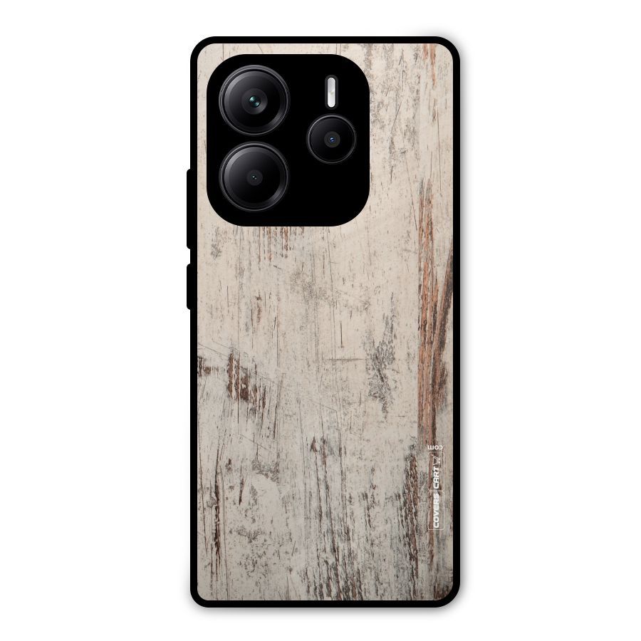 Rugged Wooden Texture Metal Back Case for Redmi Note 14 5G