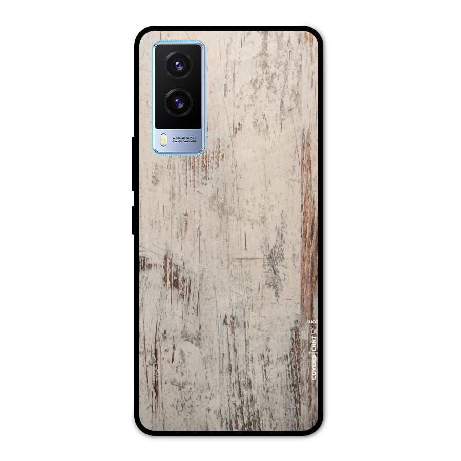 Rugged Wooden Texture Metal Back Case for Vivo V21e 5G