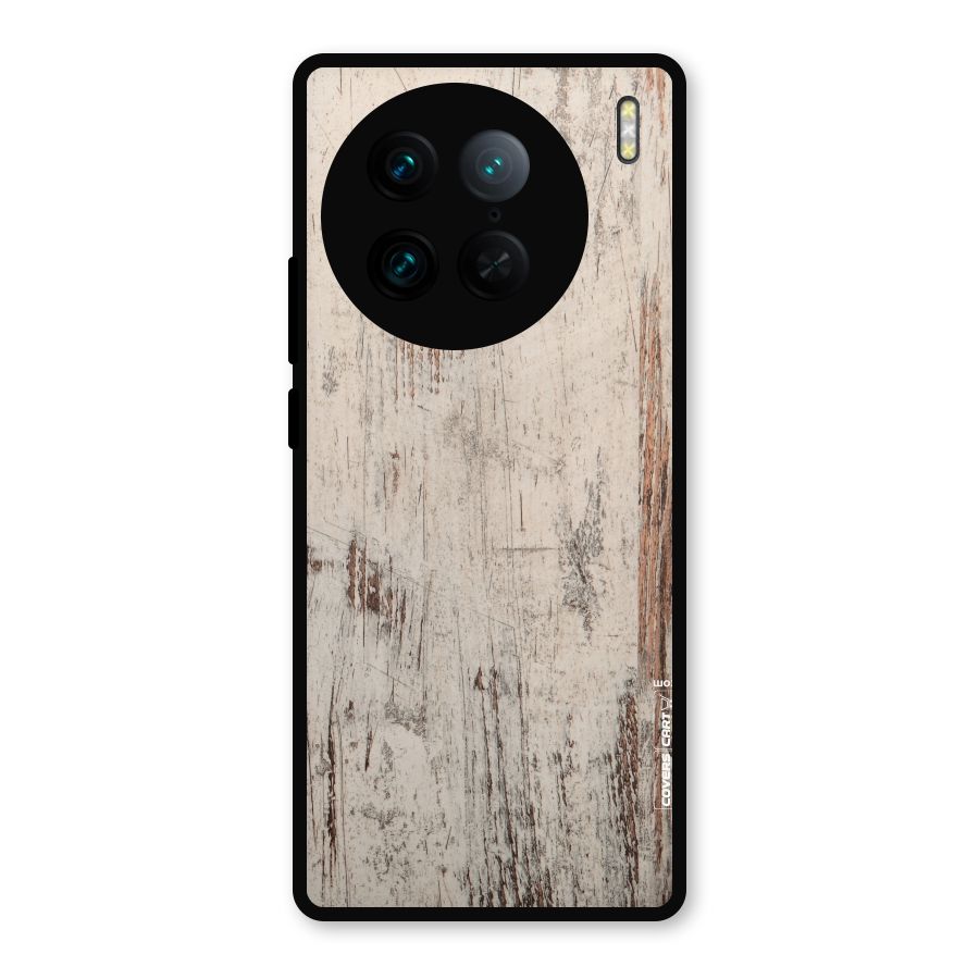 Rugged Wooden Texture Metal Back Case for Vivo X90 Pro