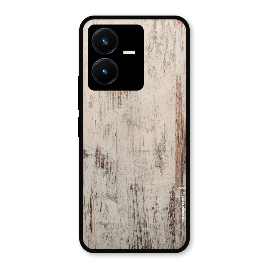 Rugged Wooden Texture Metal Back Case for Vivo Y22