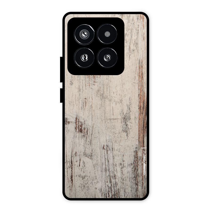 Rugged Wooden Texture Metal Back Case for Xiaomi 14 Pro