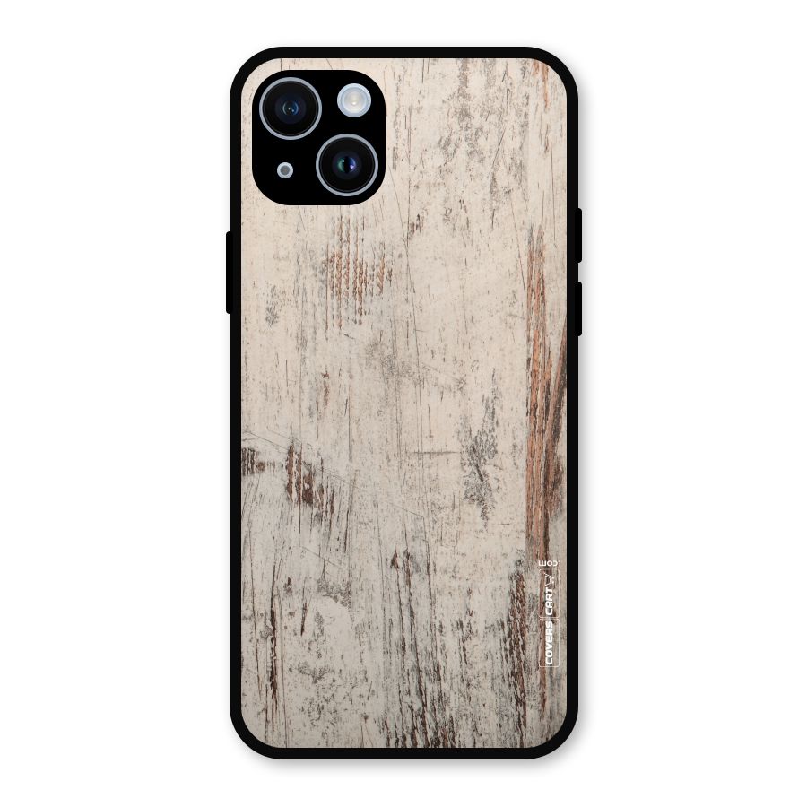 Rugged Wooden Texture Metal Back Case for iPhone 14