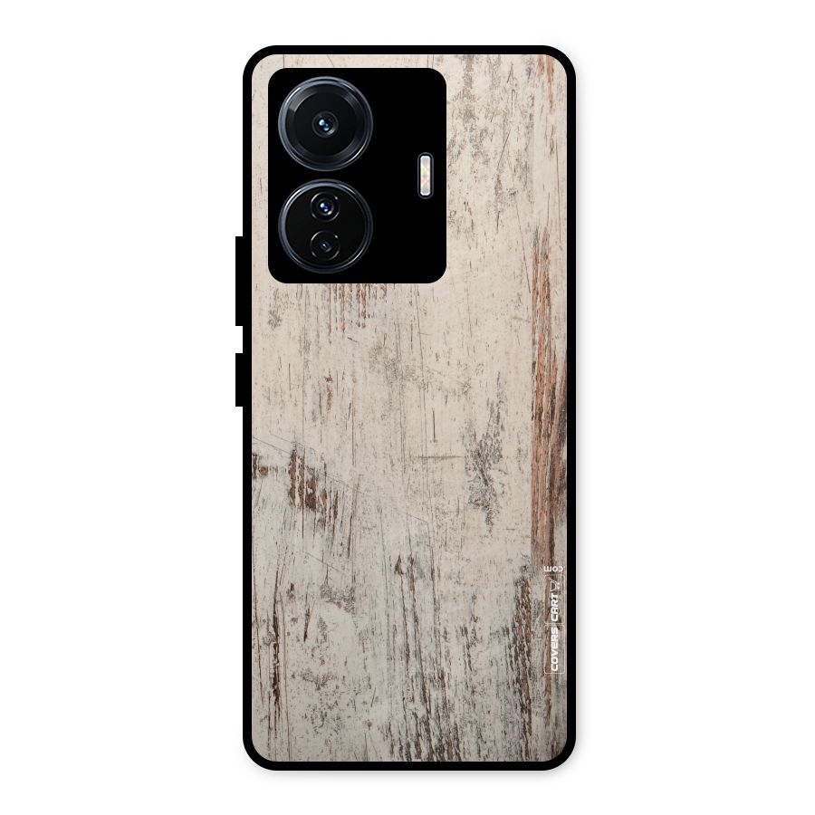 Rugged Wooden Texture Metal Back Case for iQOO Z6