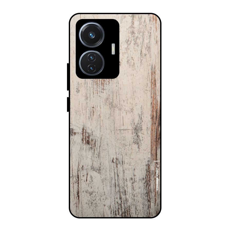 Rugged Wooden Texture Metal Back Case for iQOO Z6 44W