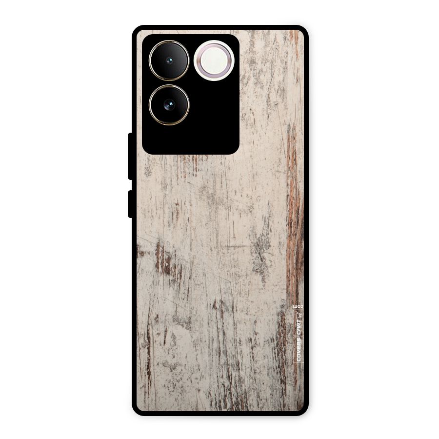 Rugged Wooden Texture Metal Back Case for iQOO Z7 Pro