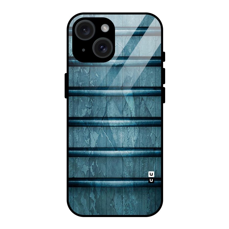 Rustic Blue Shelf Glass Back Case for iPhone 15