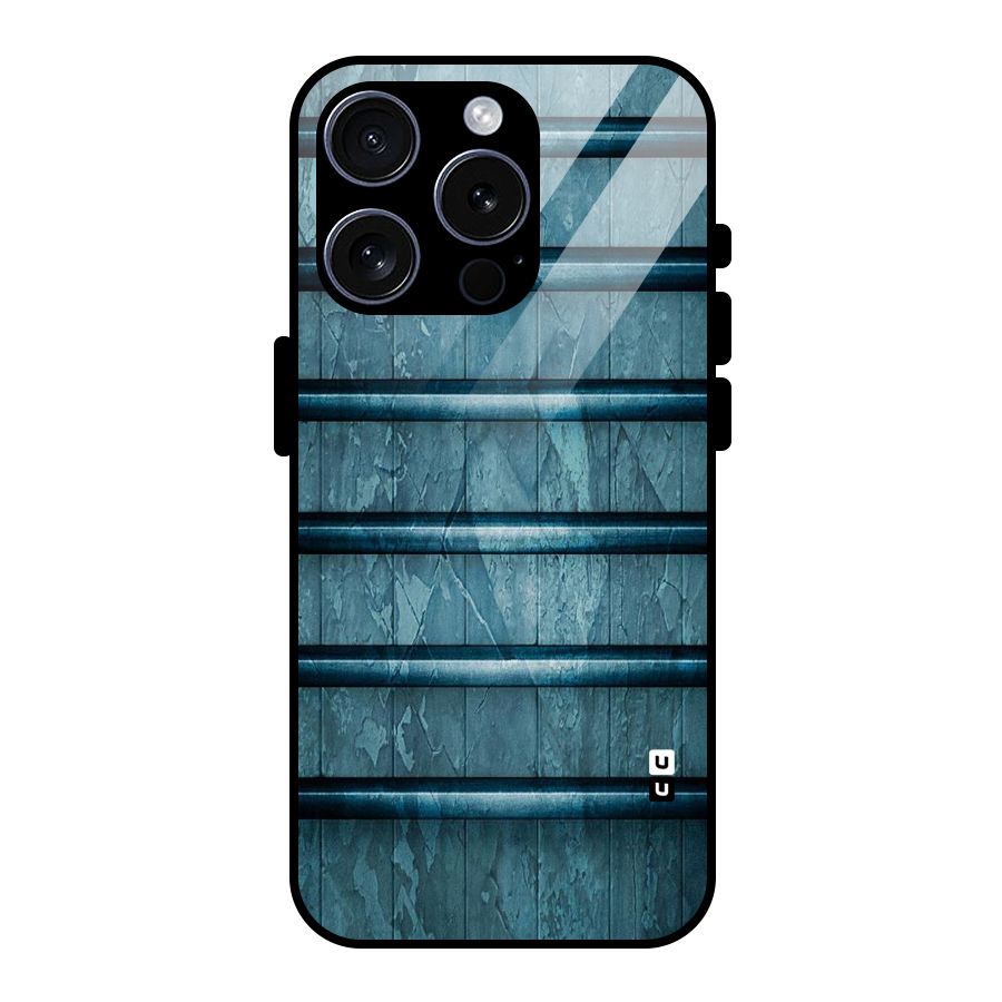 Rustic Blue Shelf Glass Back Case for iPhone 15 Pro