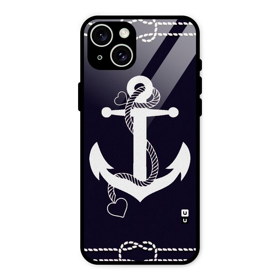 Sail Anchor Glass Back Case for iPhone 15 Plus