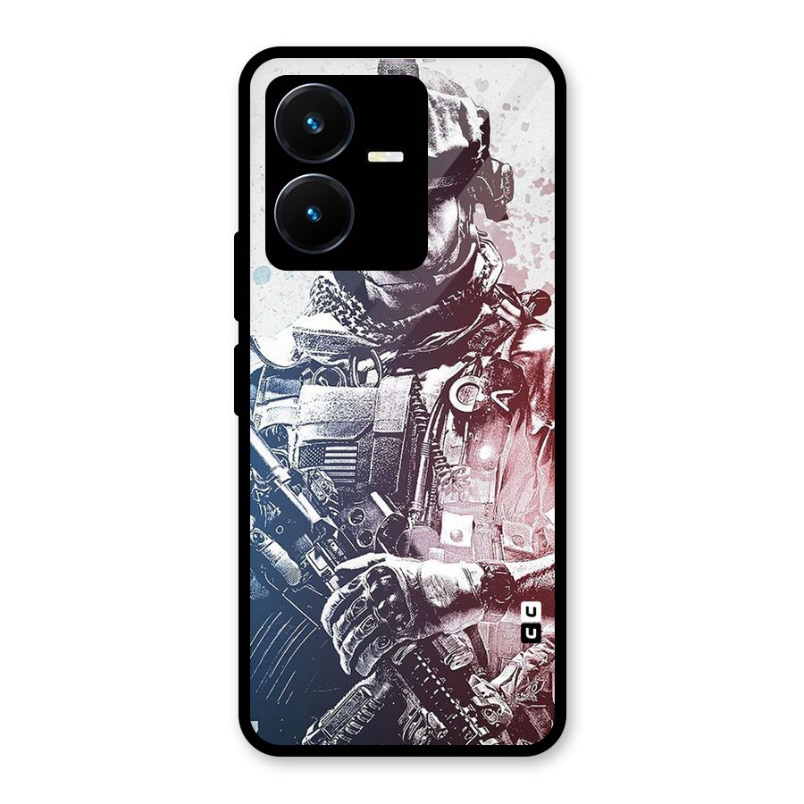 Saviour Glass Back Case for Vivo Y22s