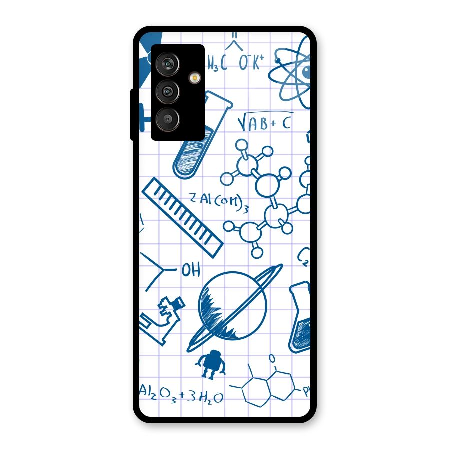 Science Notebook Glass Back Case for Galaxy M13