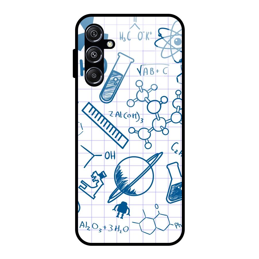 Science Notebook Glass Back Case for Galaxy M34 5G