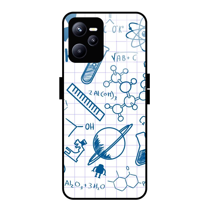 Science Notebook Glass Back Case for Realme C35