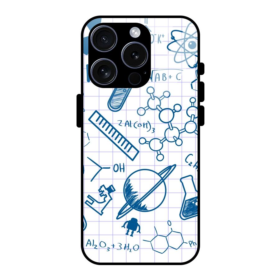 Science Notebook Glass Back Case for iPhone 15 Pro