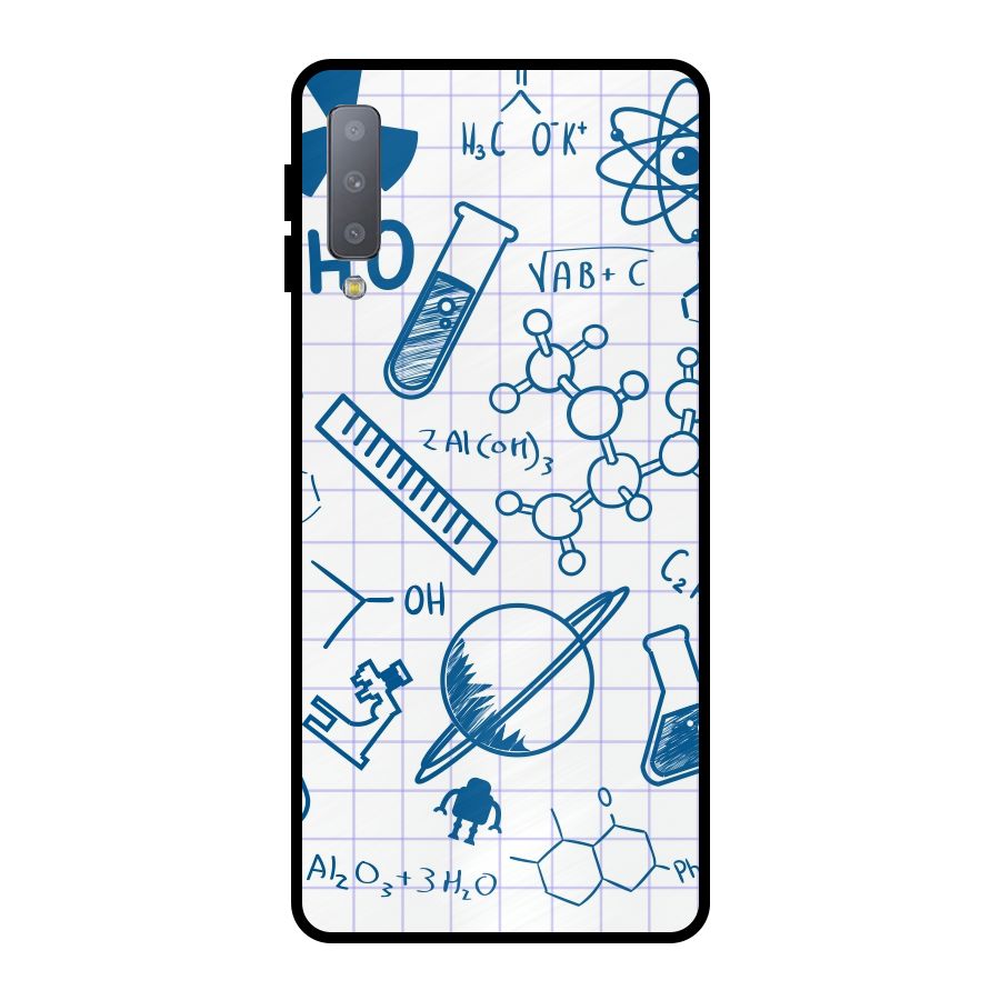 Science Notebook Metal Back Case for Galaxy A7 (2018)