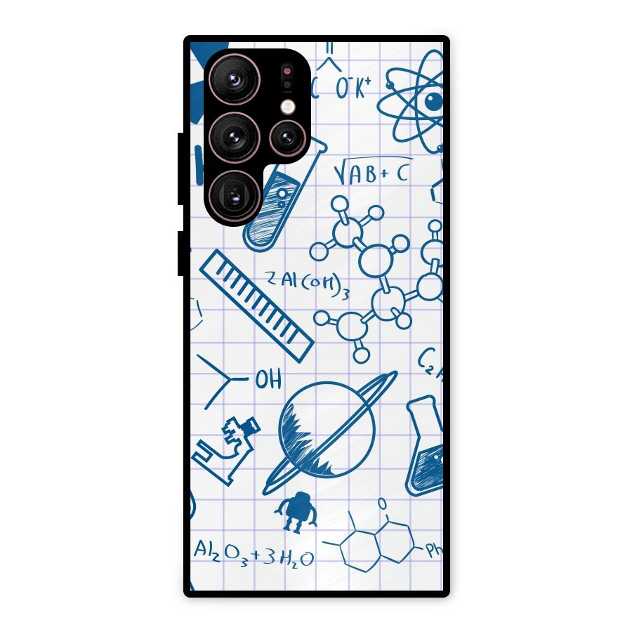 Science Notebook Metal Back Case for Galaxy S22 Ultra 5G