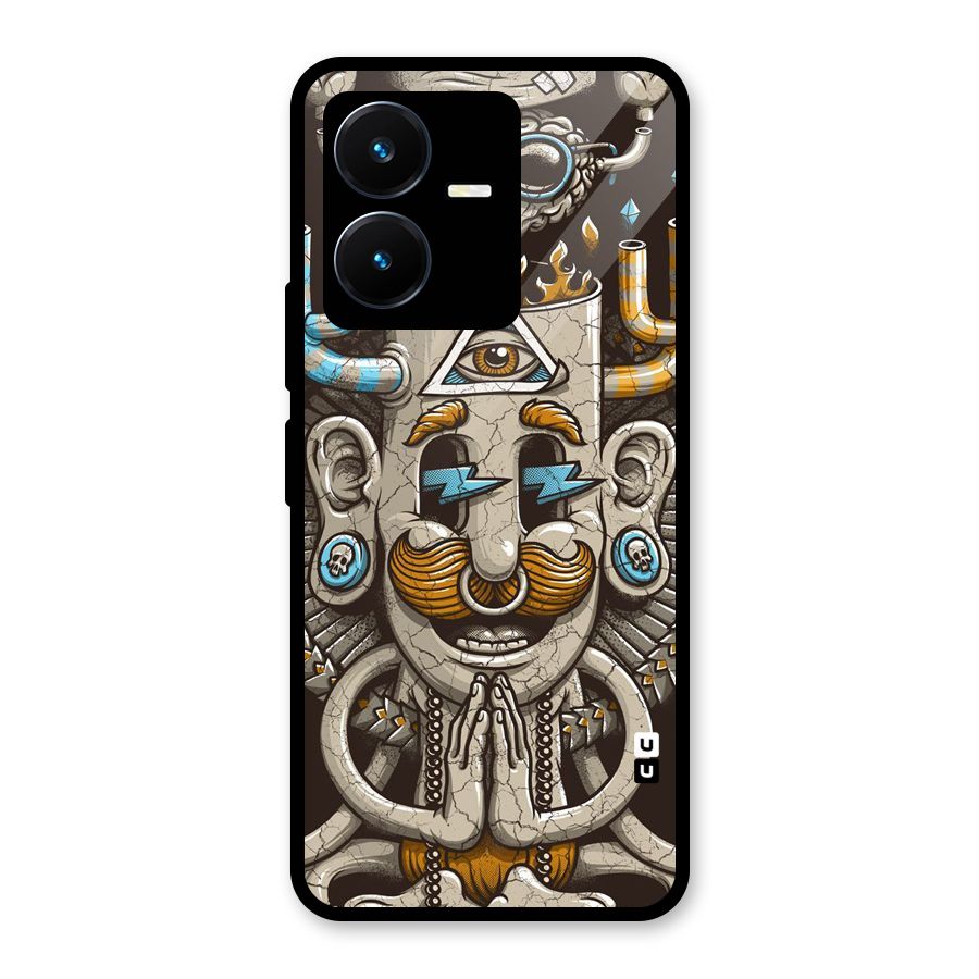 Sculpture Design Glass Back Case for Vivo Y22s