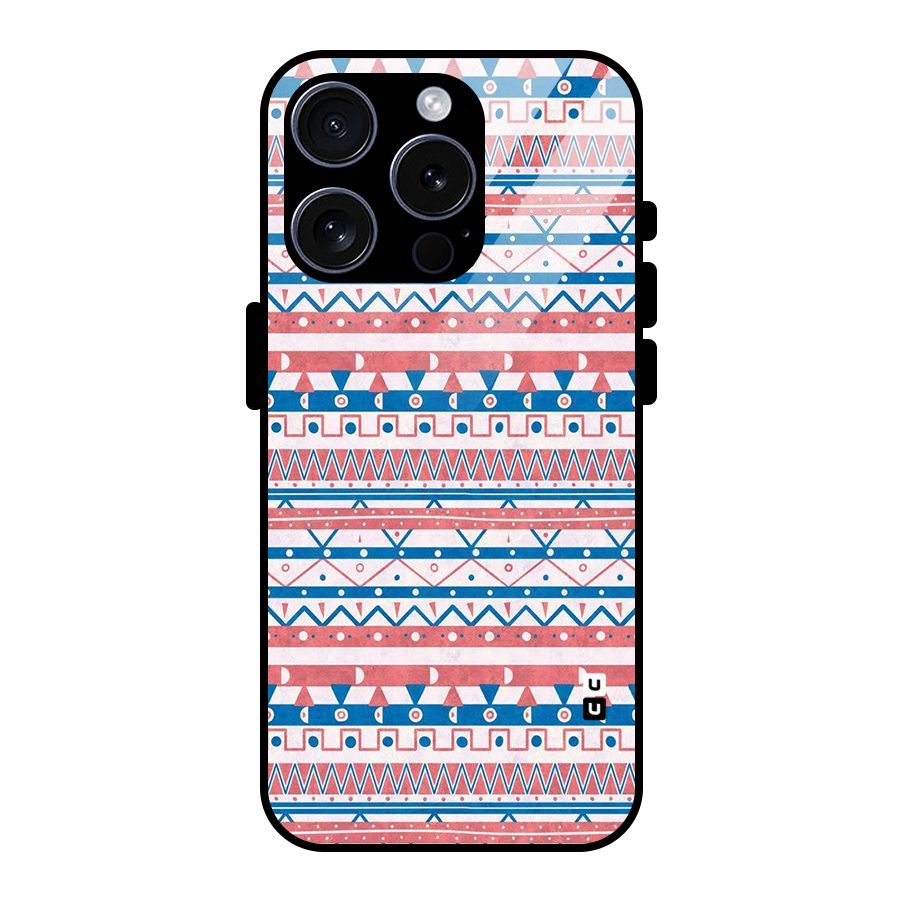 Seamless Ethnic Pattern Glass Back Case for iPhone 15 Pro