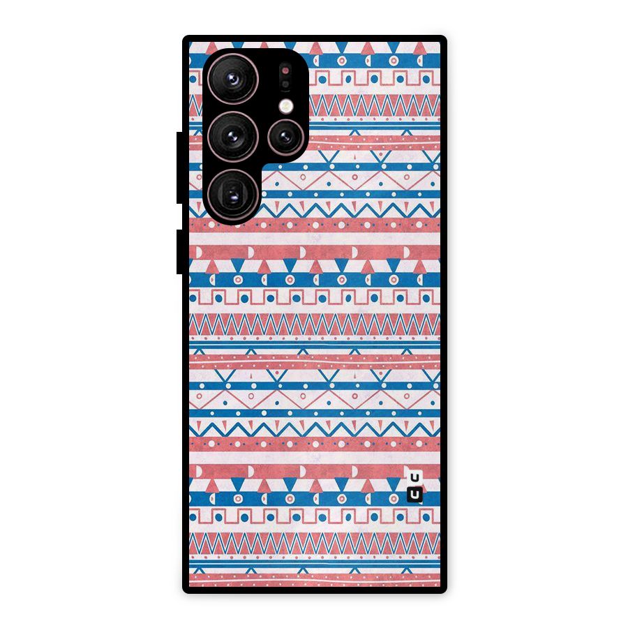 Seamless Ethnic Pattern Metal Back Case for Galaxy S22 Ultra 5G