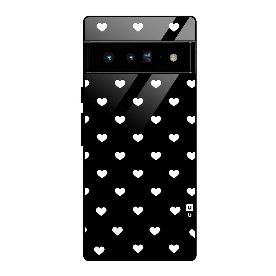 Seamless Hearts Pattern Glass Back Case for Google Pixel 6 Pro