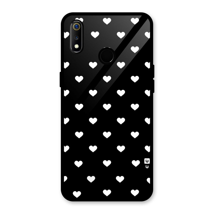 Seamless Hearts Pattern Glass Back Case for Realme 3i