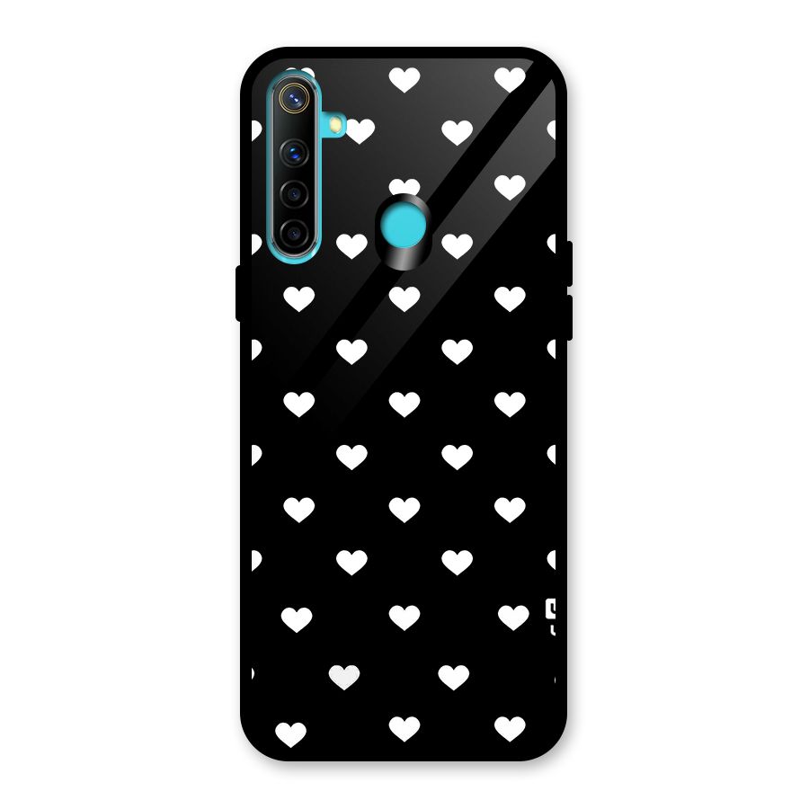 Seamless Hearts Pattern Glass Back Case for Realme 5