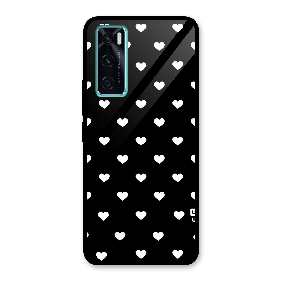 Seamless Hearts Pattern Glass Back Case for Vivo V20 SE