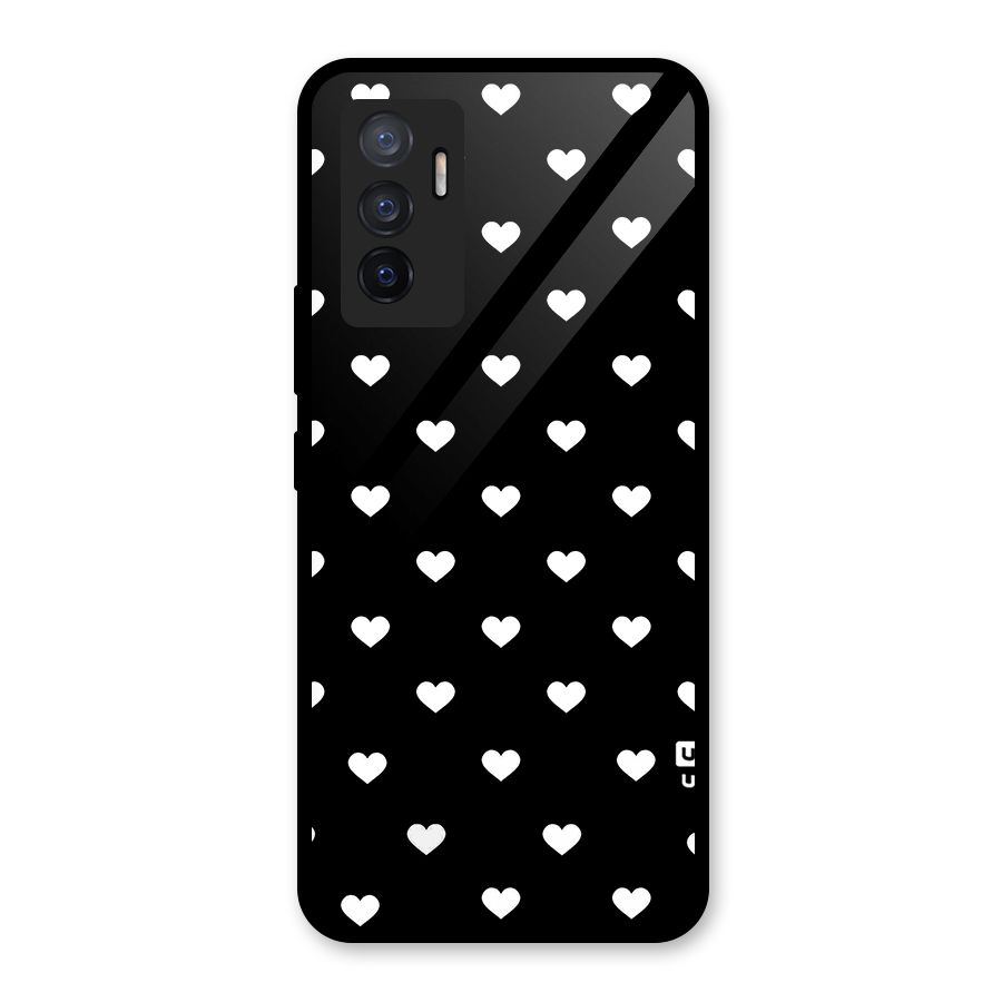 Seamless Hearts Pattern Glass Back Case for Vivo V23e