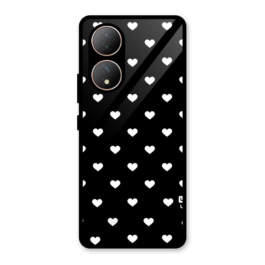 Seamless Hearts Pattern Glass Back Case for Vivo Y100A