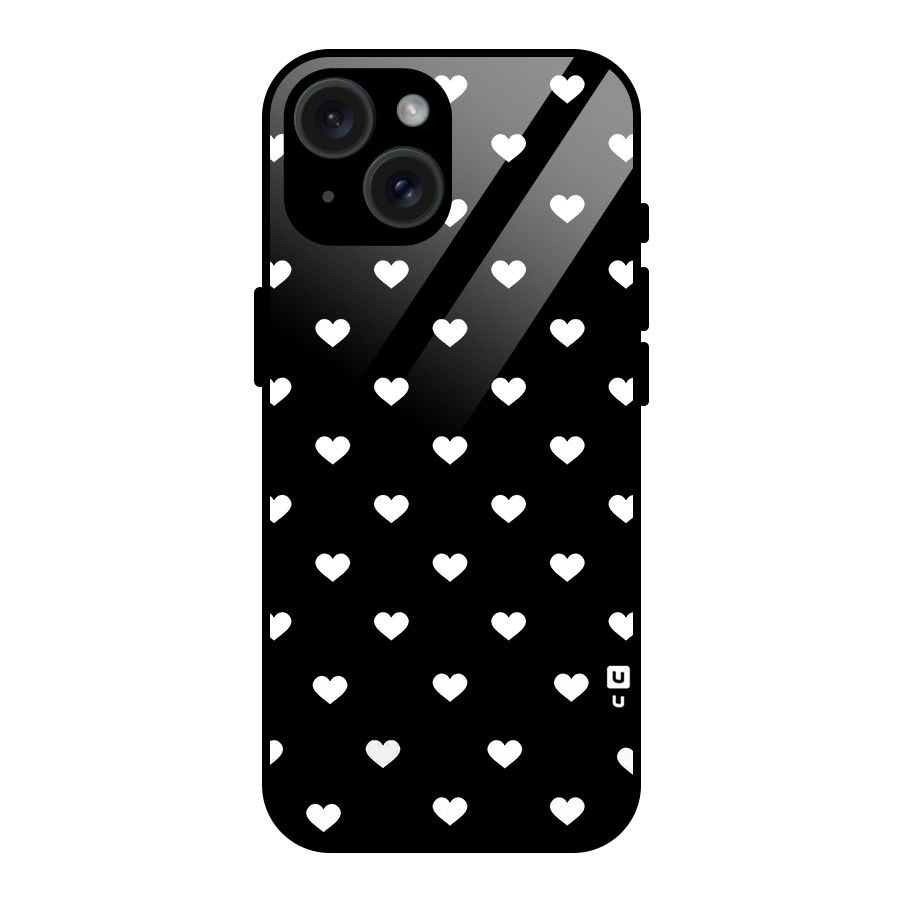 Seamless Hearts Pattern Glass Back Case for iPhone 15