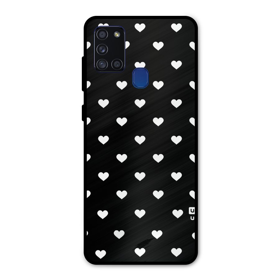 Seamless Hearts Pattern Metal Back Case for Galaxy A21s