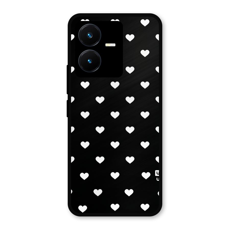 Seamless Hearts Pattern Metal Back Case for Vivo Y22s