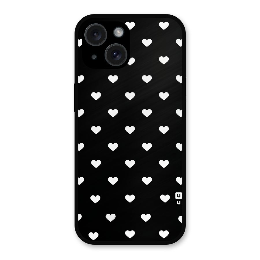 Seamless Hearts Pattern Metal Back Case for iPhone 15