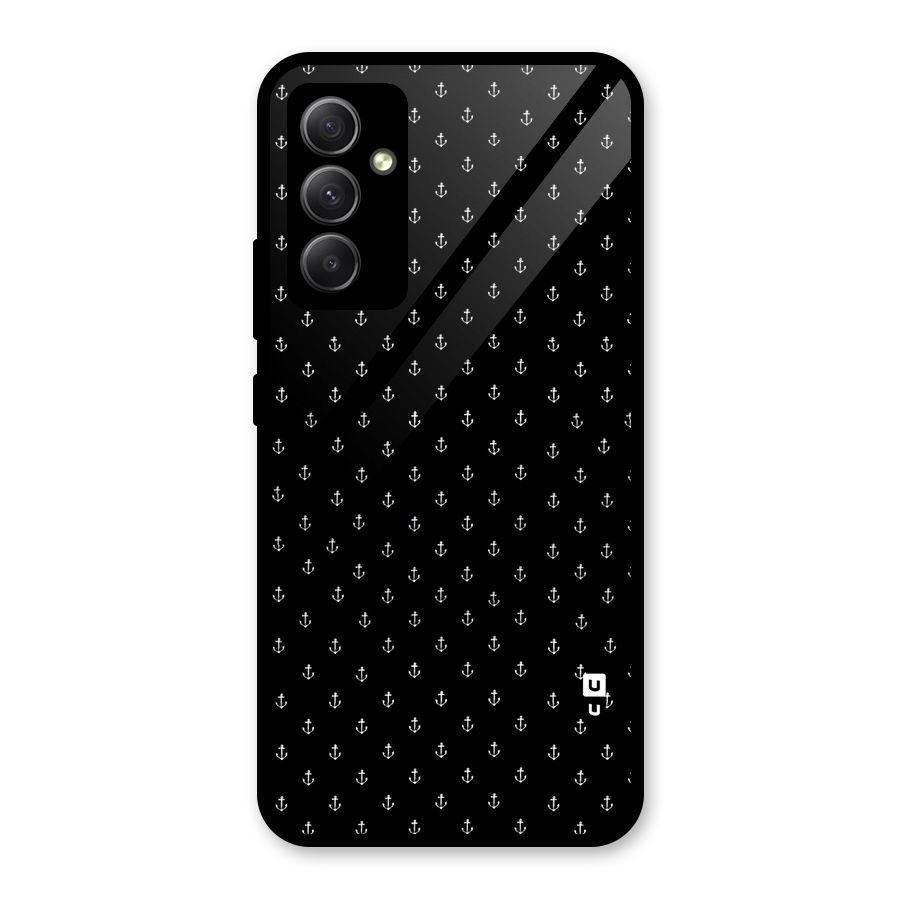 Seamless Small Anchors Pattern Glass Back Case for Galaxy A34