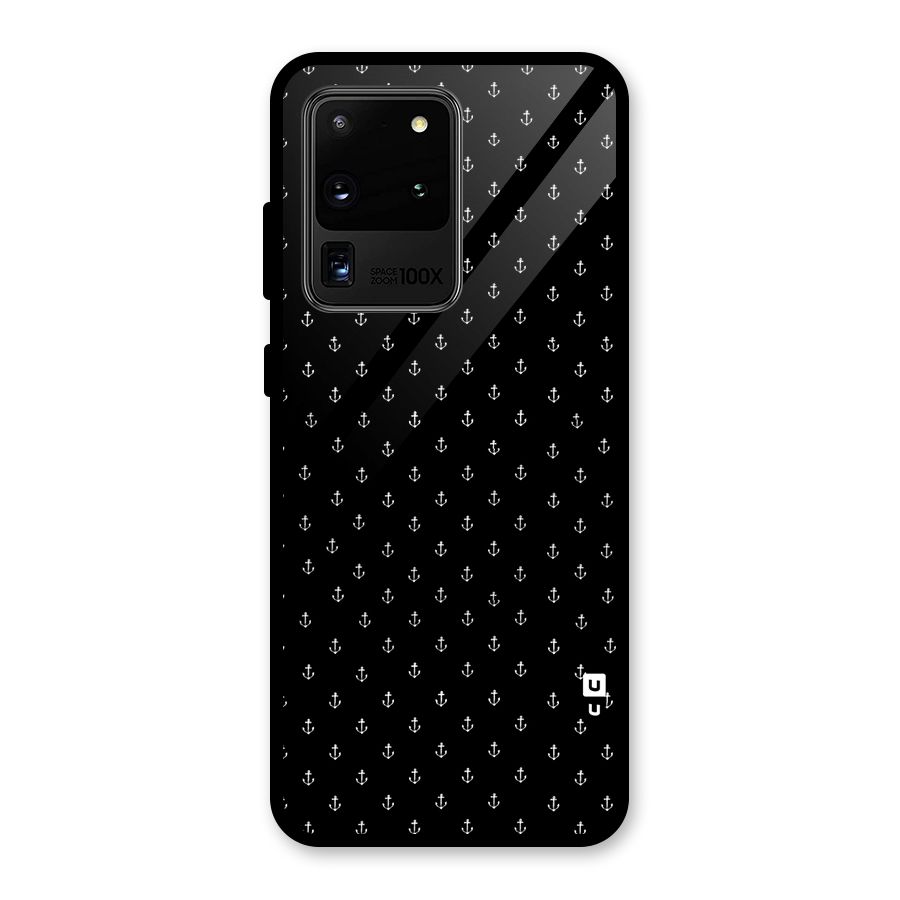 Seamless Small Anchors Pattern Glass Back Case for Galaxy S20 Ultra