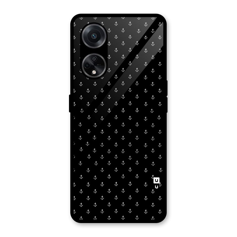 Seamless Small Anchors Pattern Glass Back Case for Oppo F23