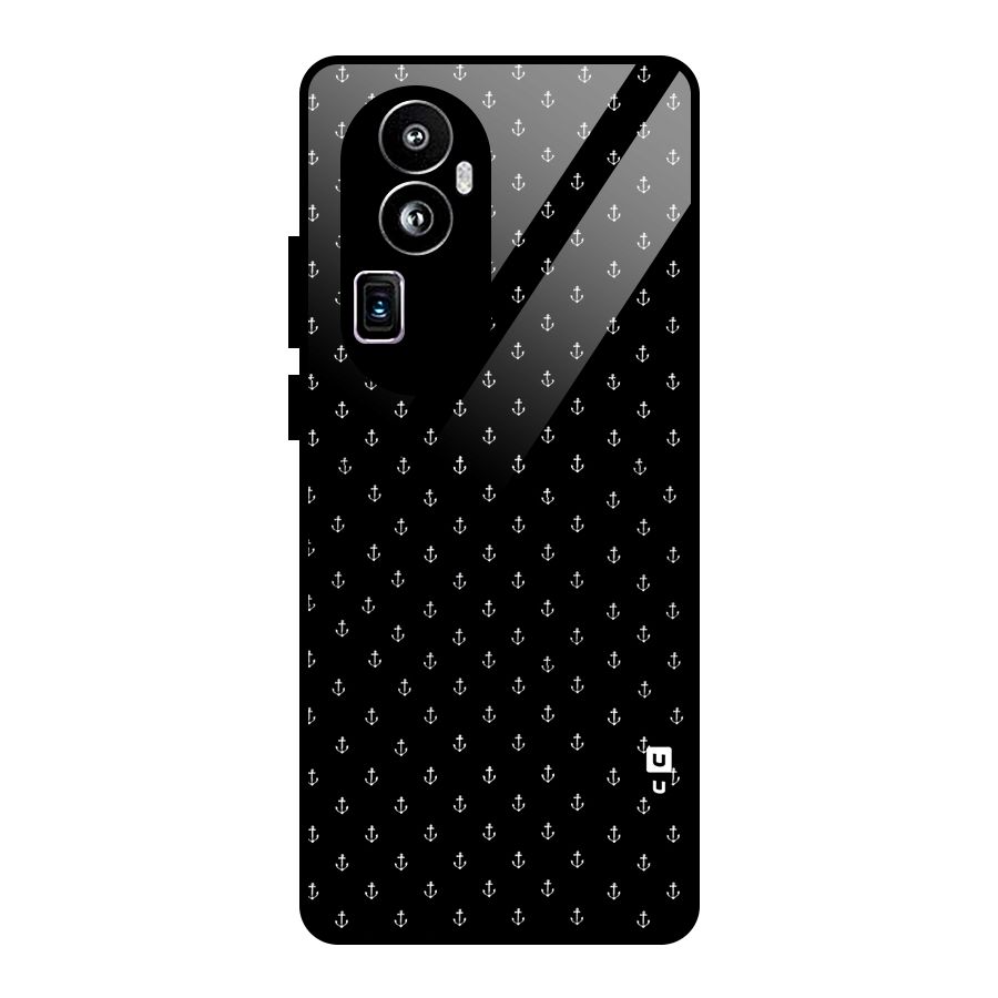 Seamless Small Anchors Pattern Glass Back Case for Oppo Reno10 Pro Plus