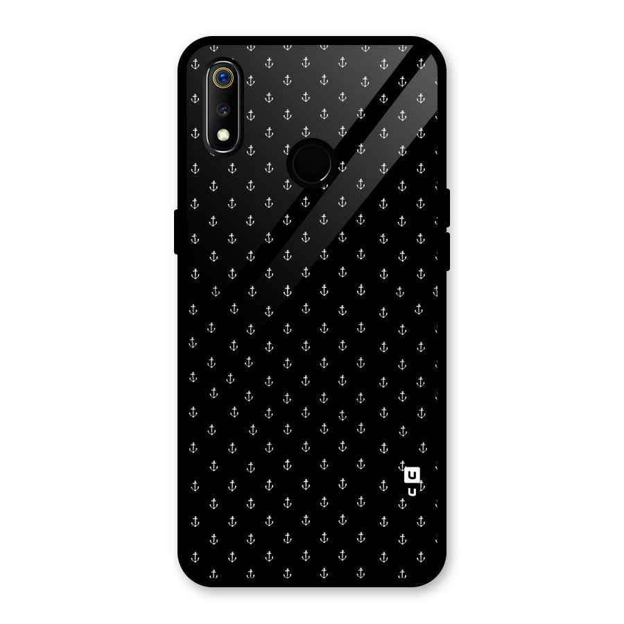 Seamless Small Anchors Pattern Glass Back Case for Realme 3i