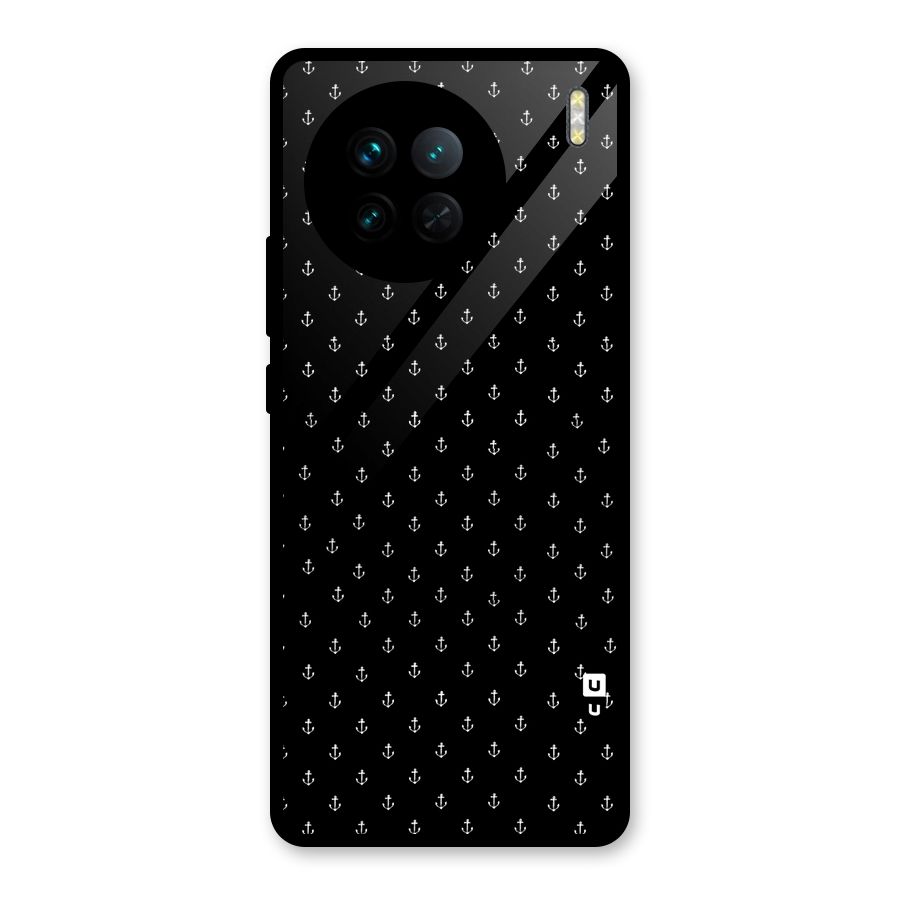 Seamless Small Anchors Pattern Glass Back Case for Vivo X90